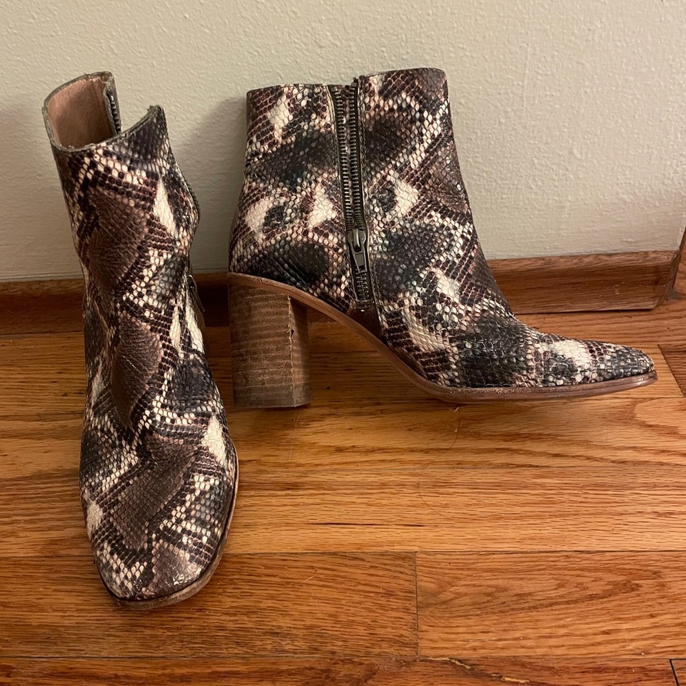Madewell Brown and green Ankle Boots with Chunky Heel